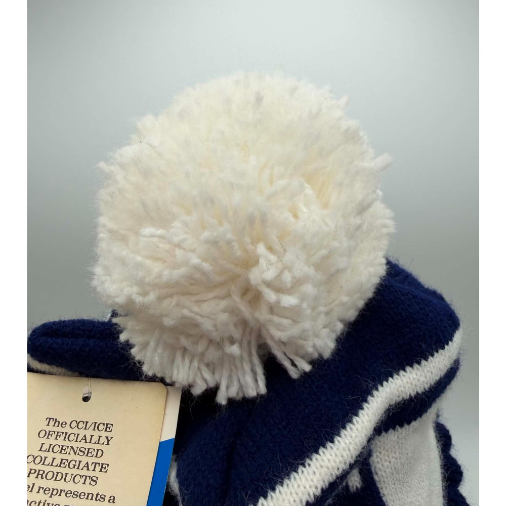 Penn State Nittany Lions Vintage Knit Winter Pom Pom Beanie Ski Hat Blue White - Picture 8 of 9